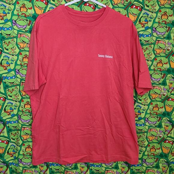TOMMY BAHAMA RELAX LOGO RED MEN'S TEE SHIRT SZ L EUC - Picture 1 of 6